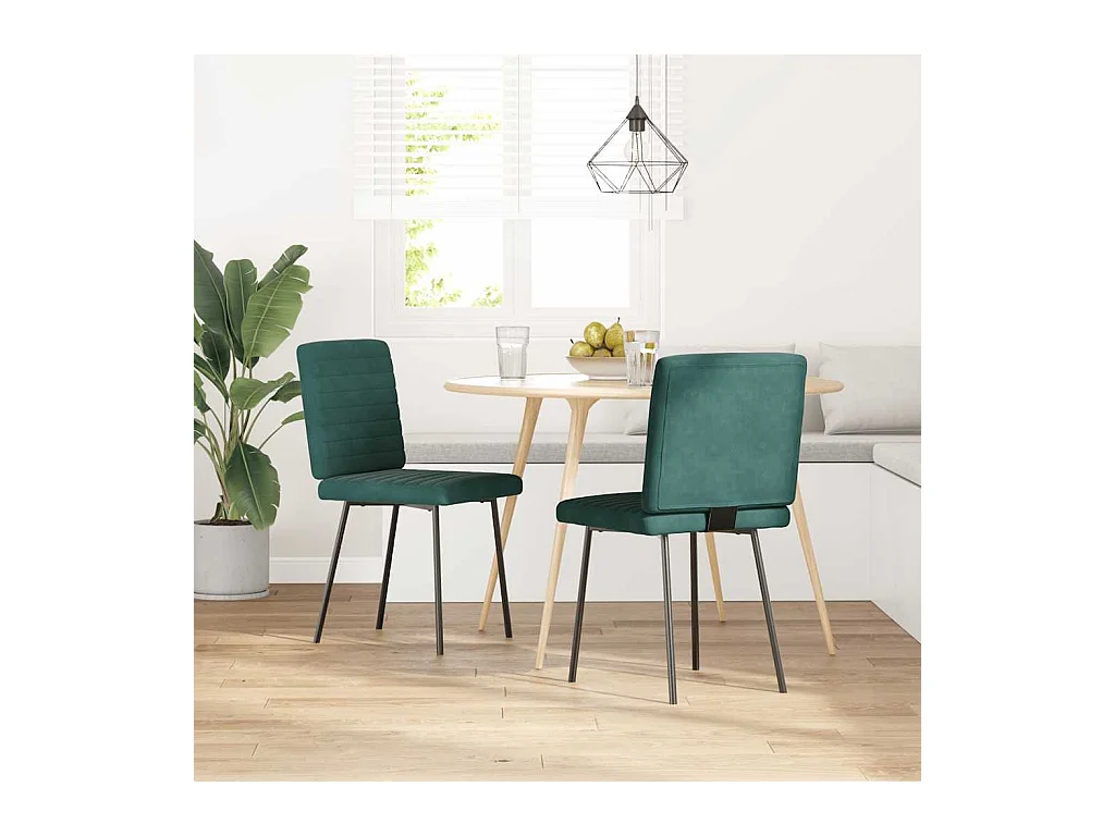 Chaises à manger lot de 2 Vert foncé Velours