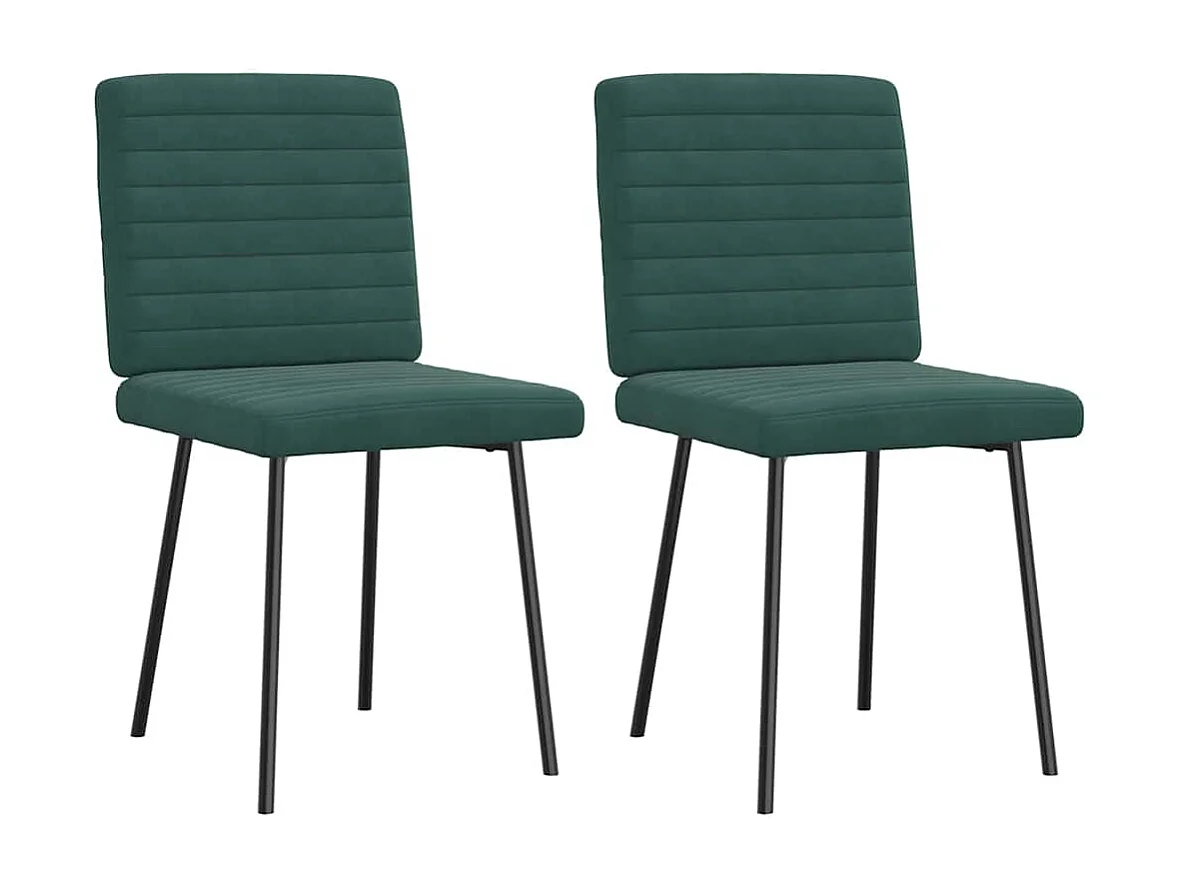 Chaises à manger lot de 2 Vert foncé Velours