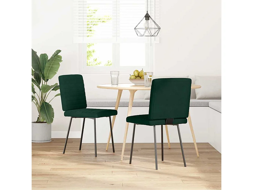 Chaises à manger lot de 2 Vert foncé Velours