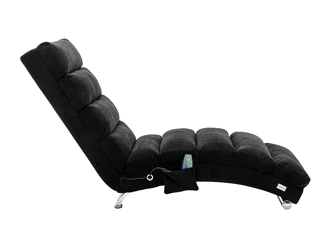Chaise longue massage électrique toile jute 5 modes télécommande bureau salon chambre noir