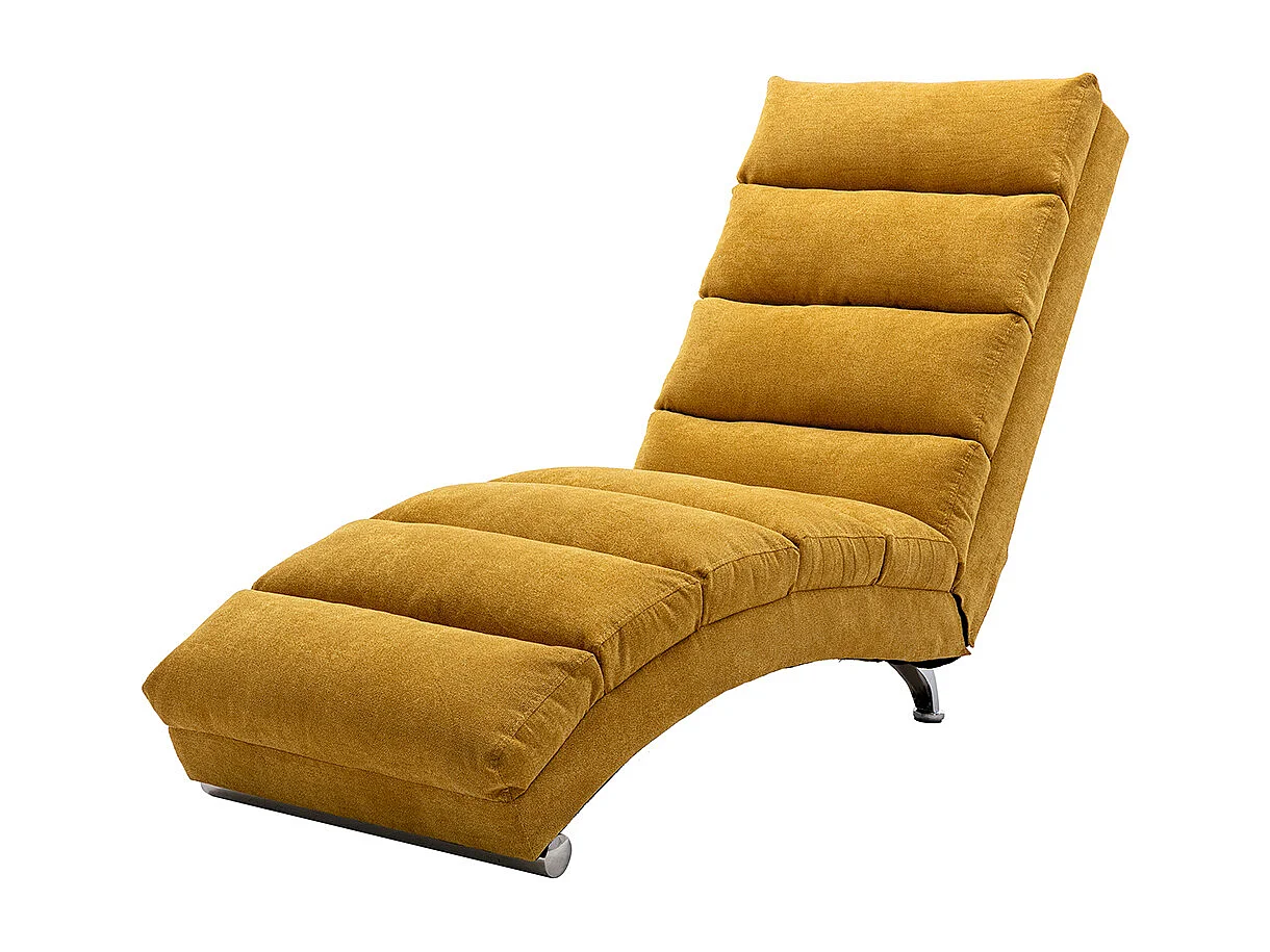 Chaise longue massage électrique toile jute 5 modes télécommande bureau salon chambre jaune moutarde