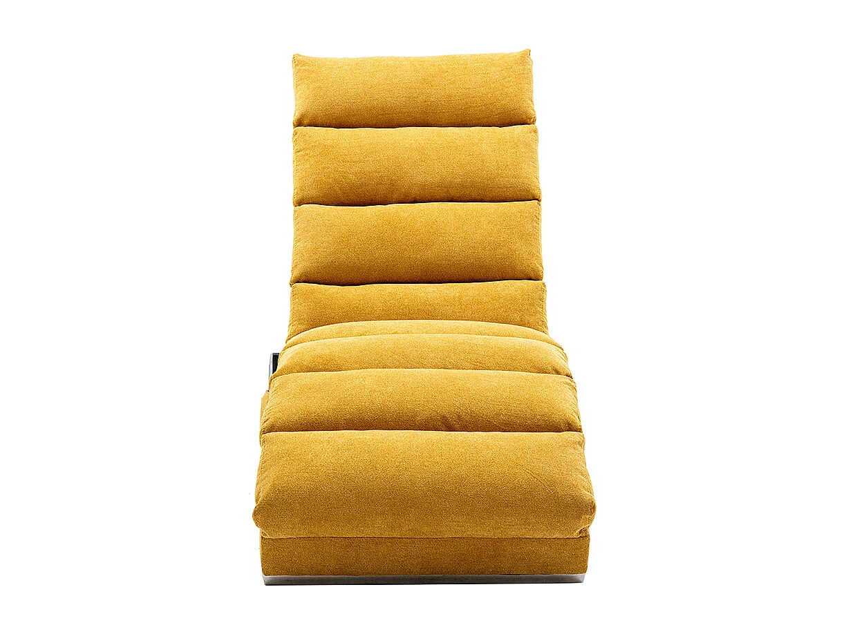 Chaise longue massage électrique toile jute 5 modes télécommande bureau salon chambre jaune moutarde