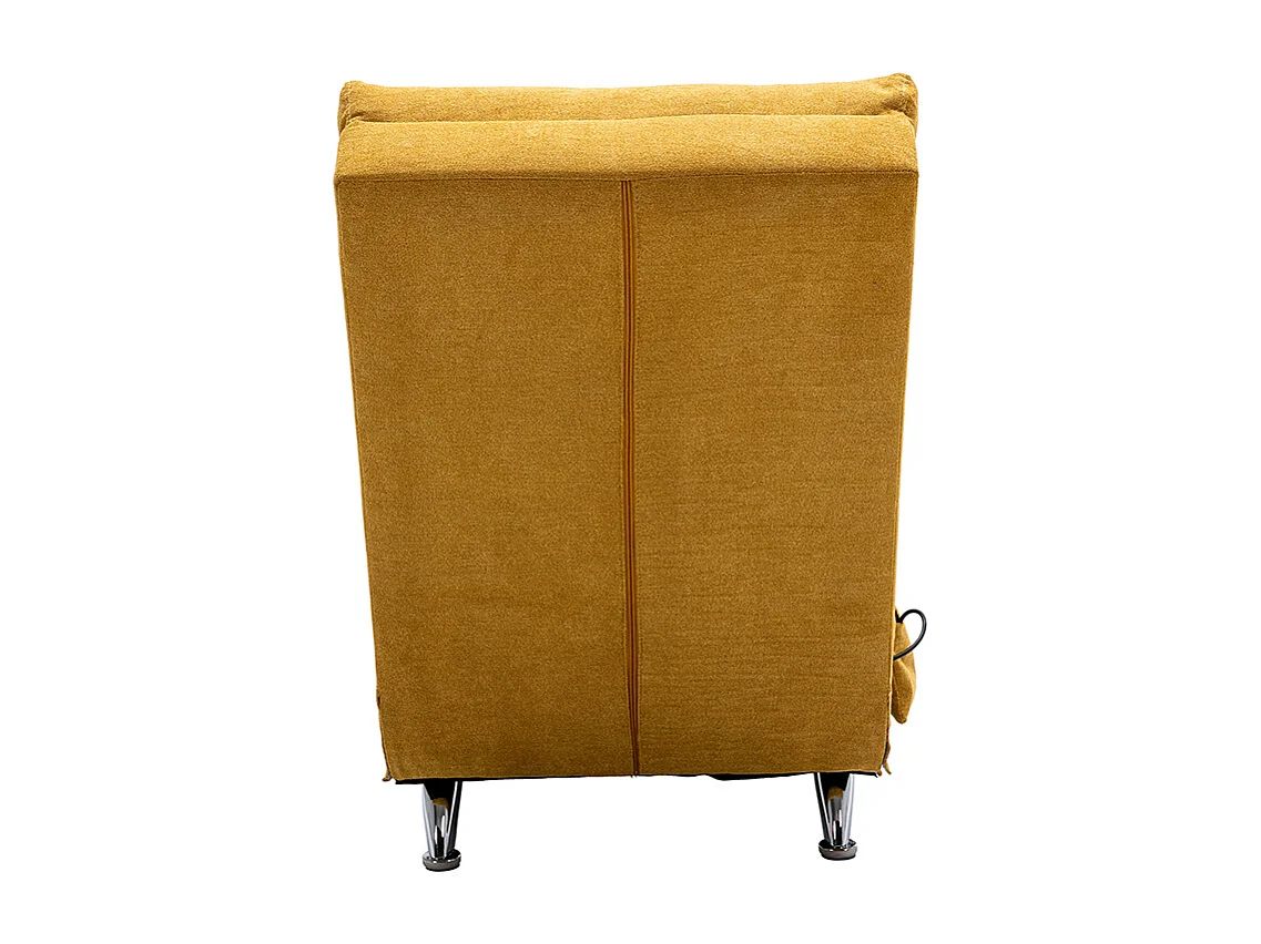 Chaise longue massage électrique toile jute 5 modes télécommande bureau salon chambre jaune moutarde
