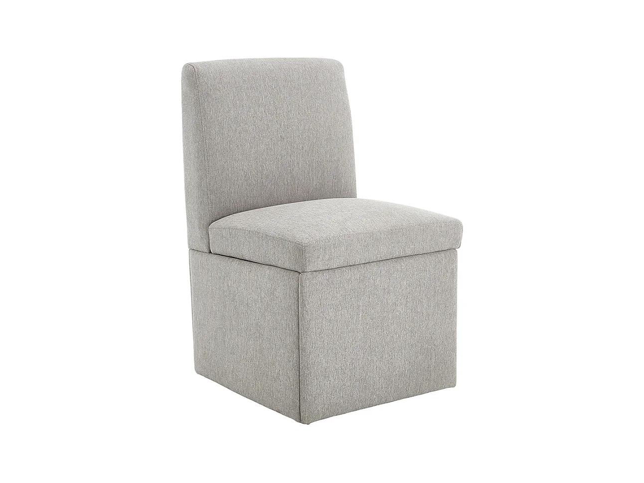 Chaise pivotante 2 pièces rembourrée blanc sans accoudoirs roulettes rangement lin gris clair