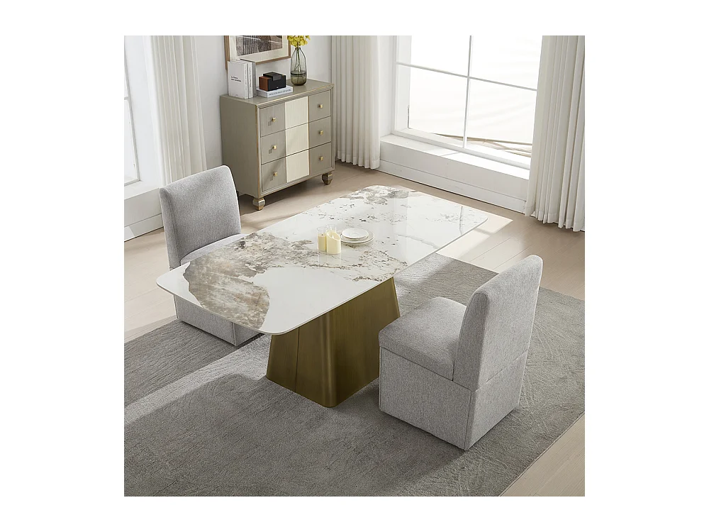 Chaise pivotante 2 pièces rembourrée blanc sans accoudoirs roulettes rangement lin gris clair