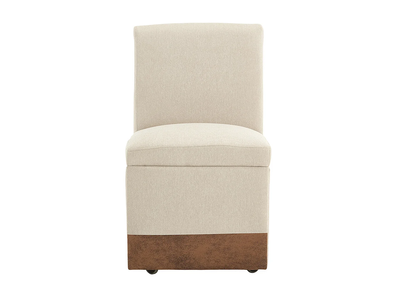 Chaise pivotante 2 pièces rembourrée blanc sans accoudoirs roulettes rangement lin beige