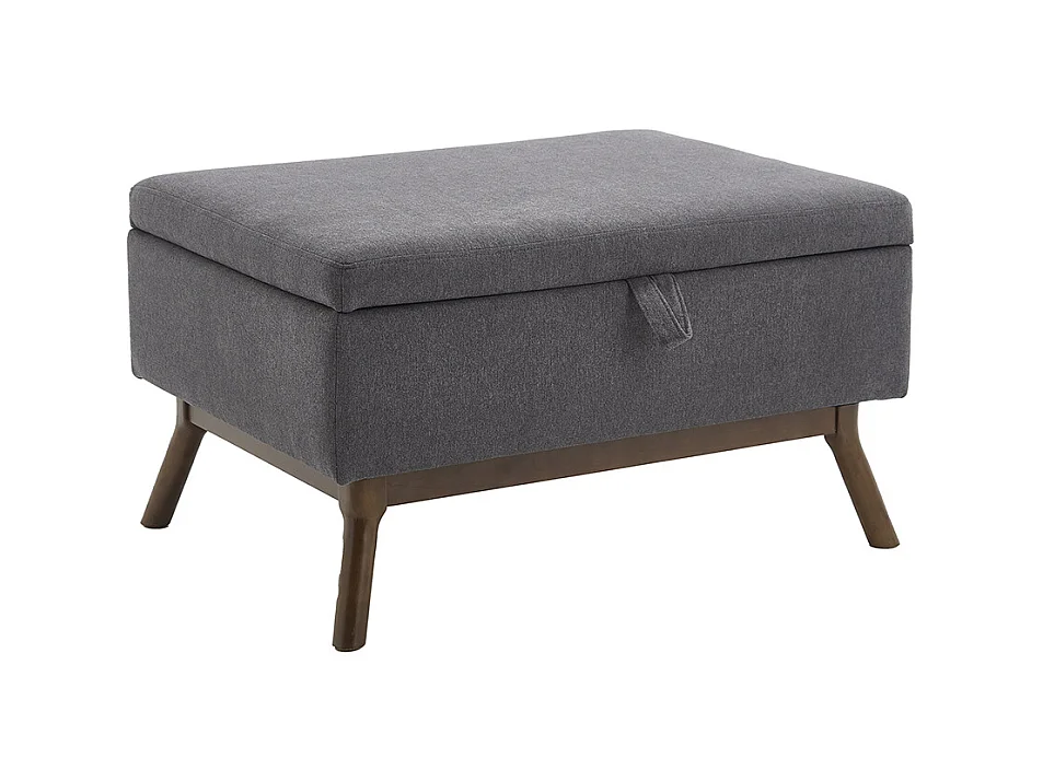 Banc carré milieu siècle rangement salon entrée salle familiale table basse repose pieds gris foncé