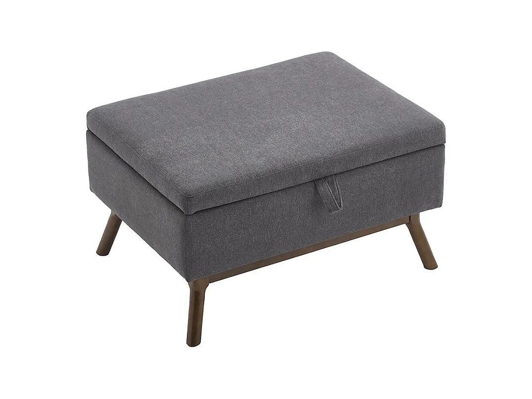 Banc carré milieu siècle rangement salon entrée salle familiale table basse repose pieds gris foncé