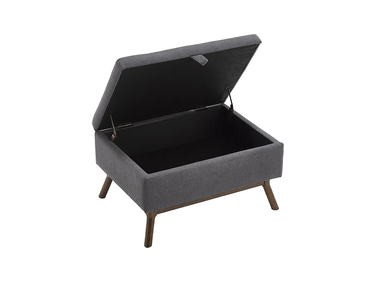 Banc carré milieu siècle rangement salon entrée salle familiale table basse repose pieds gris foncé