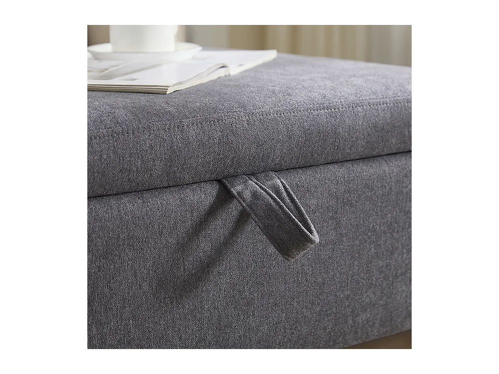 Banc carré milieu siècle rangement salon entrée salle familiale table basse repose pieds gris foncé