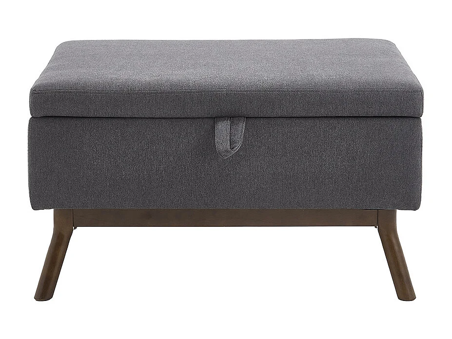 Banc carré milieu siècle rangement salon entrée salle familiale table basse repose pieds gris foncé