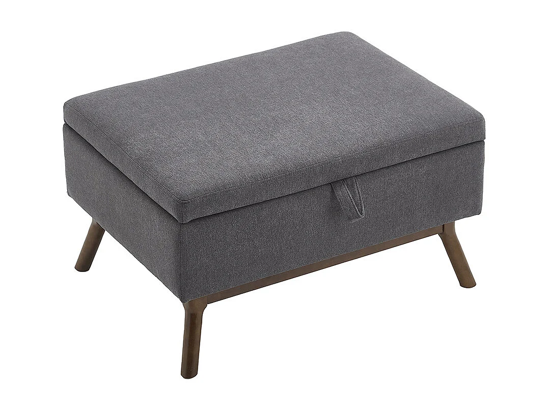 Banc carré milieu siècle rangement salon entrée salle familiale table basse repose pieds gris foncé