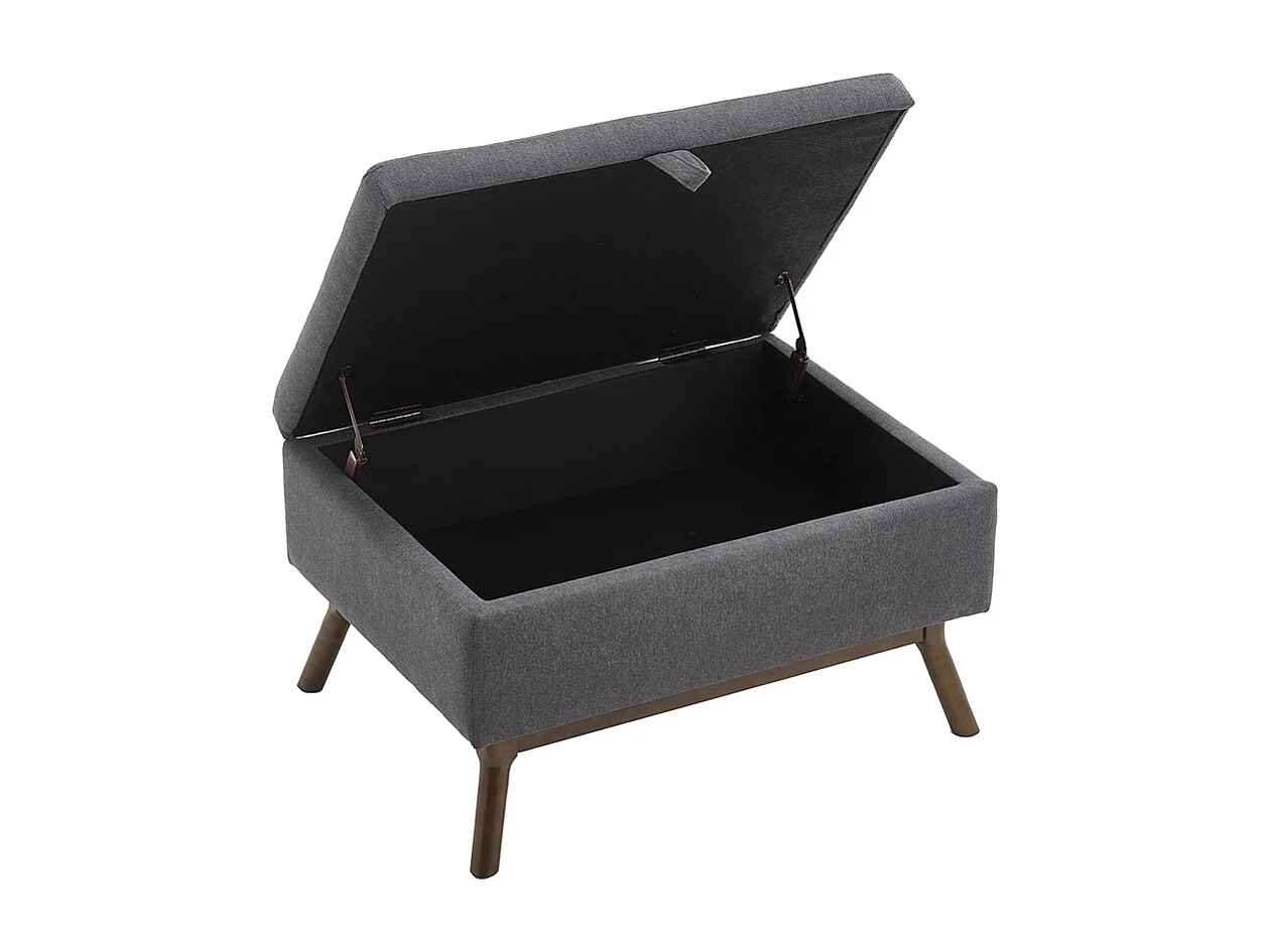 Banc carré milieu siècle rangement salon entrée salle familiale table basse repose pieds gris foncé