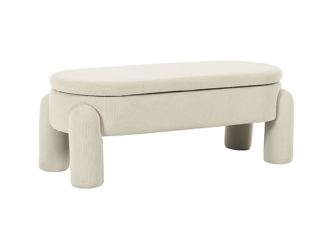 Banc rangement antidérapant chambre entrée salon chenille bois massif beige