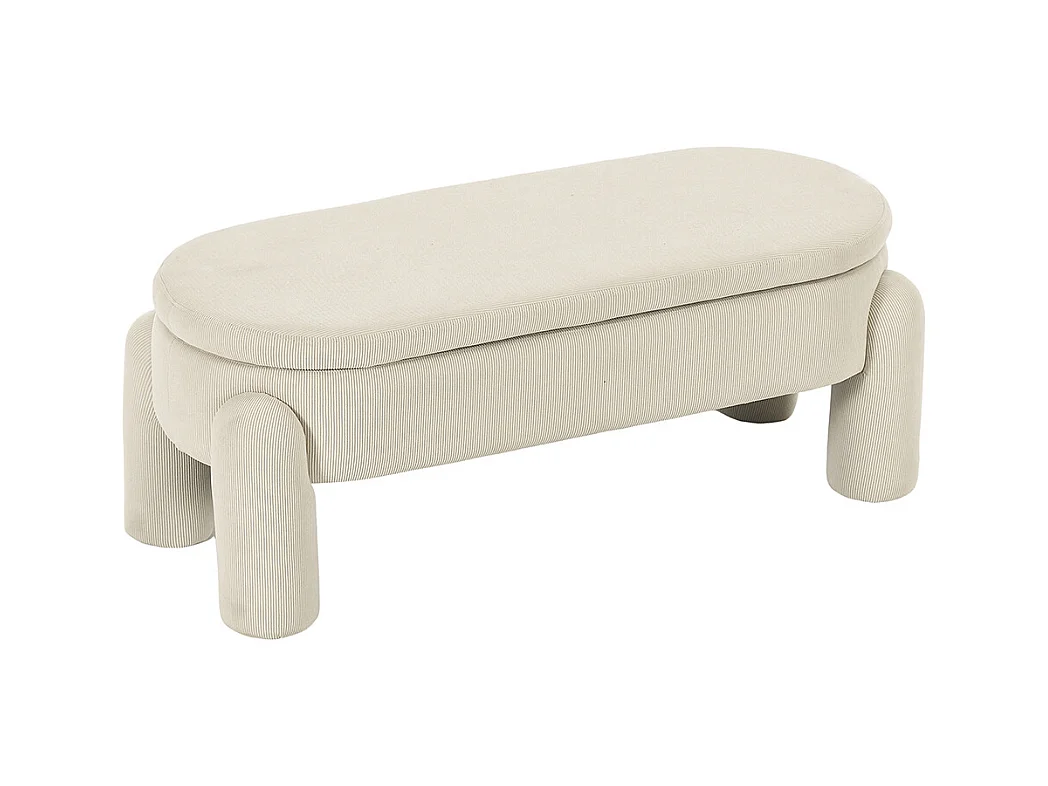 Banc rangement antidérapant chambre entrée salon chenille bois massif beige