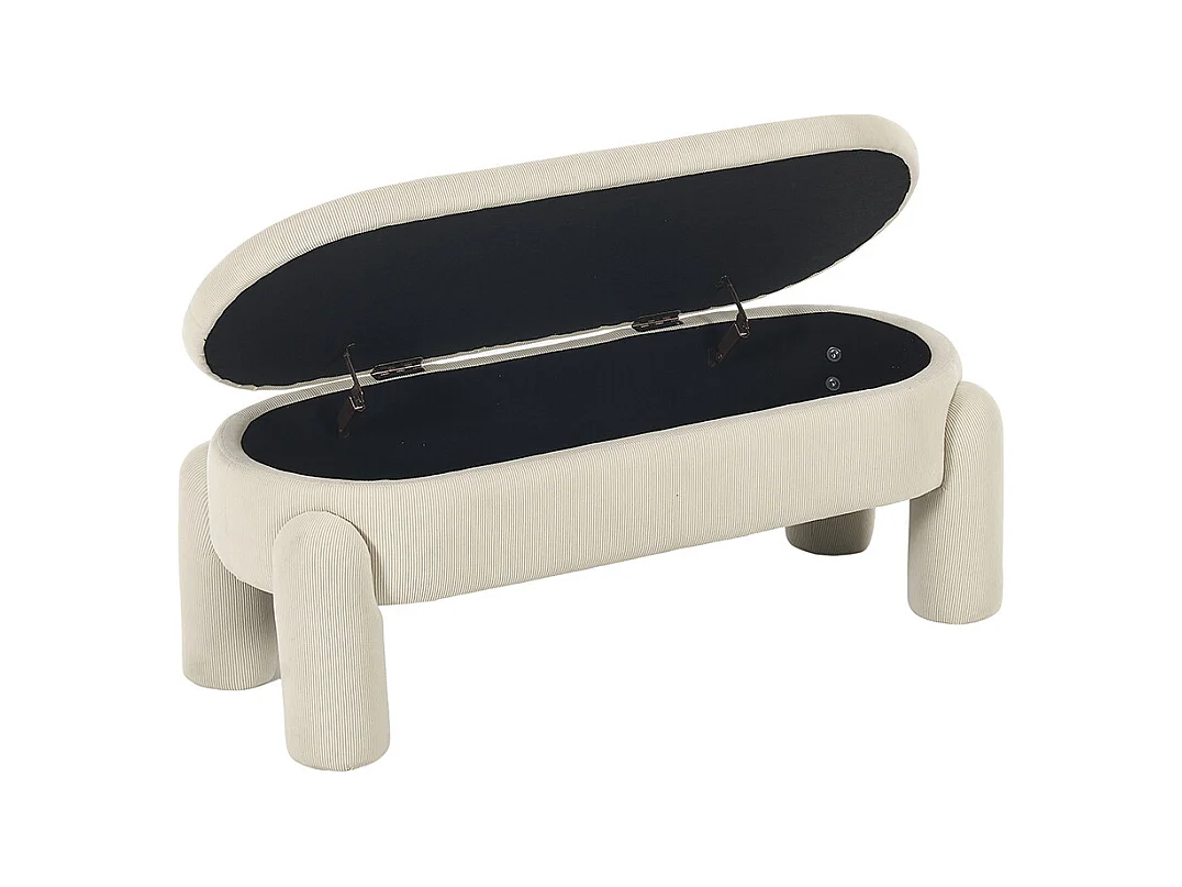 Banc rangement antidérapant chambre entrée salon chenille bois massif beige