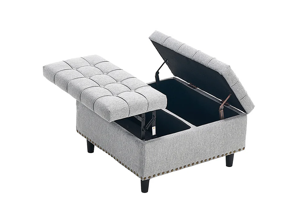 Banc rangement carré relevable grand capacité salon chambre bureau rembourré gris