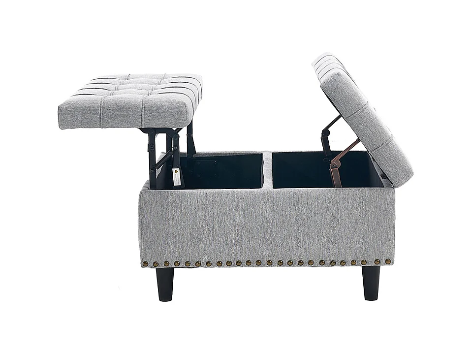 Banc rangement carré relevable grand capacité salon chambre bureau rembourré gris