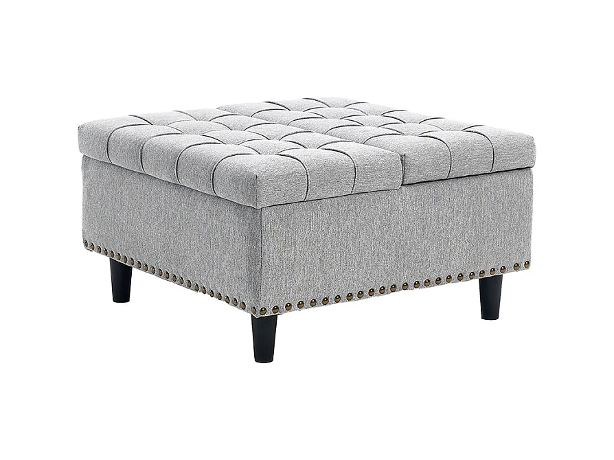 Banc rangement carré relevable grand capacité salon chambre bureau rembourré gris