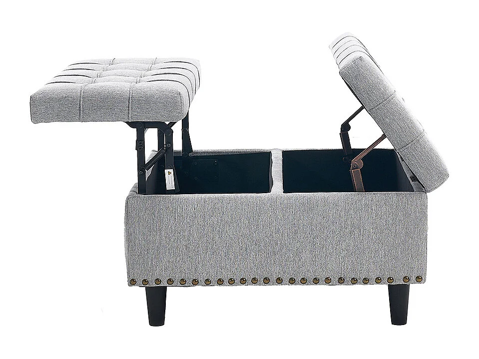 Banc rangement carré relevable grand capacité salon chambre bureau rembourré gris
