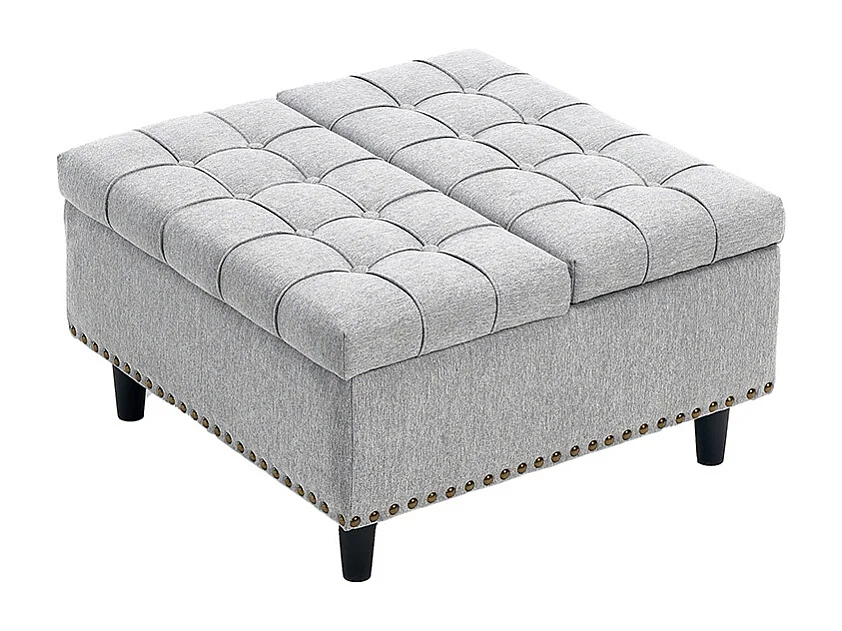 Banc rangement carré relevable grand capacité salon chambre bureau rembourré gris