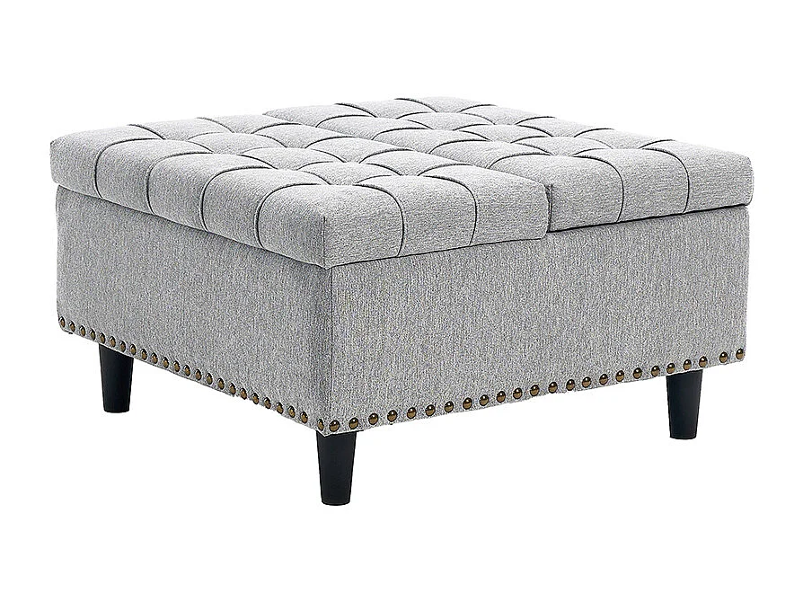 Banc rangement carré relevable grand capacité salon chambre bureau rembourré gris