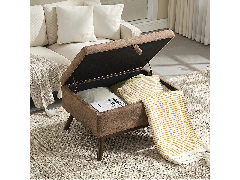 Banc carré milieu siècle rangement salon entrée salle familiale table basse repose pieds café