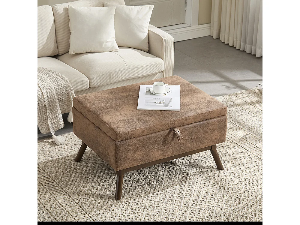 Banc carré milieu siècle rangement salon entrée salle familiale table basse repose pieds café