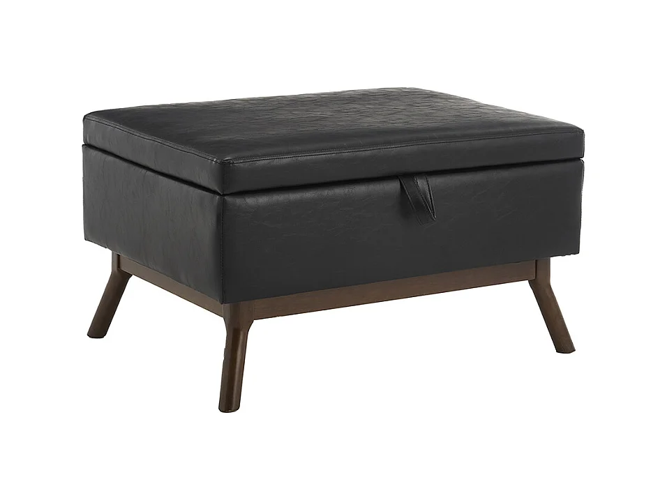 Banc carré milieu siècle rangement salon entrée salle familiale table basse repose pieds noir