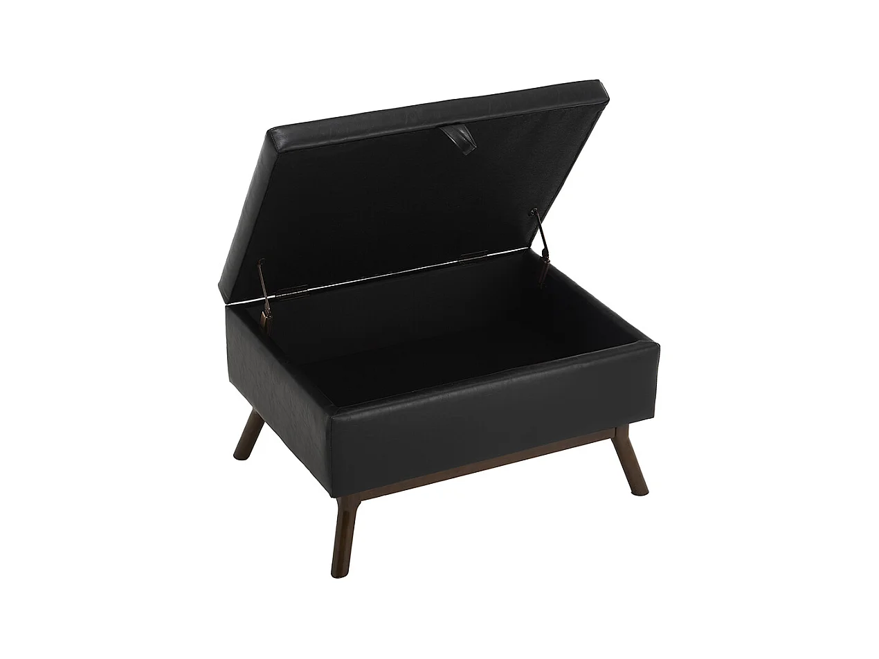 Banc carré milieu siècle rangement salon entrée salle familiale table basse repose pieds noir