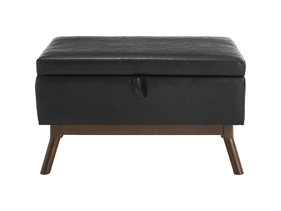 Banc carré milieu siècle rangement salon entrée salle familiale table basse repose pieds noir