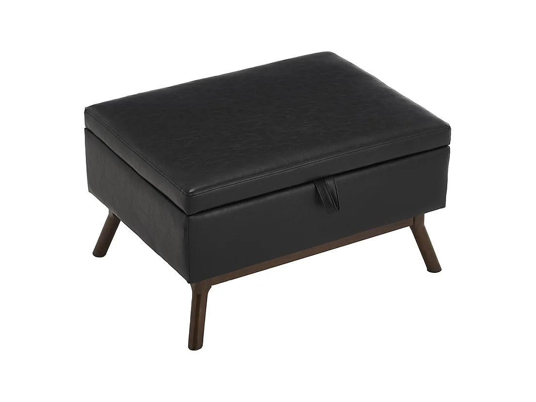 Banc carré milieu siècle rangement salon entrée salle familiale table basse repose pieds noir