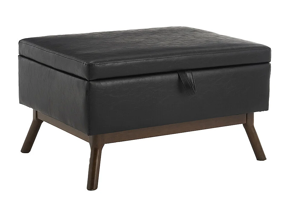 Banc carré milieu siècle rangement salon entrée salle familiale table basse repose pieds noir