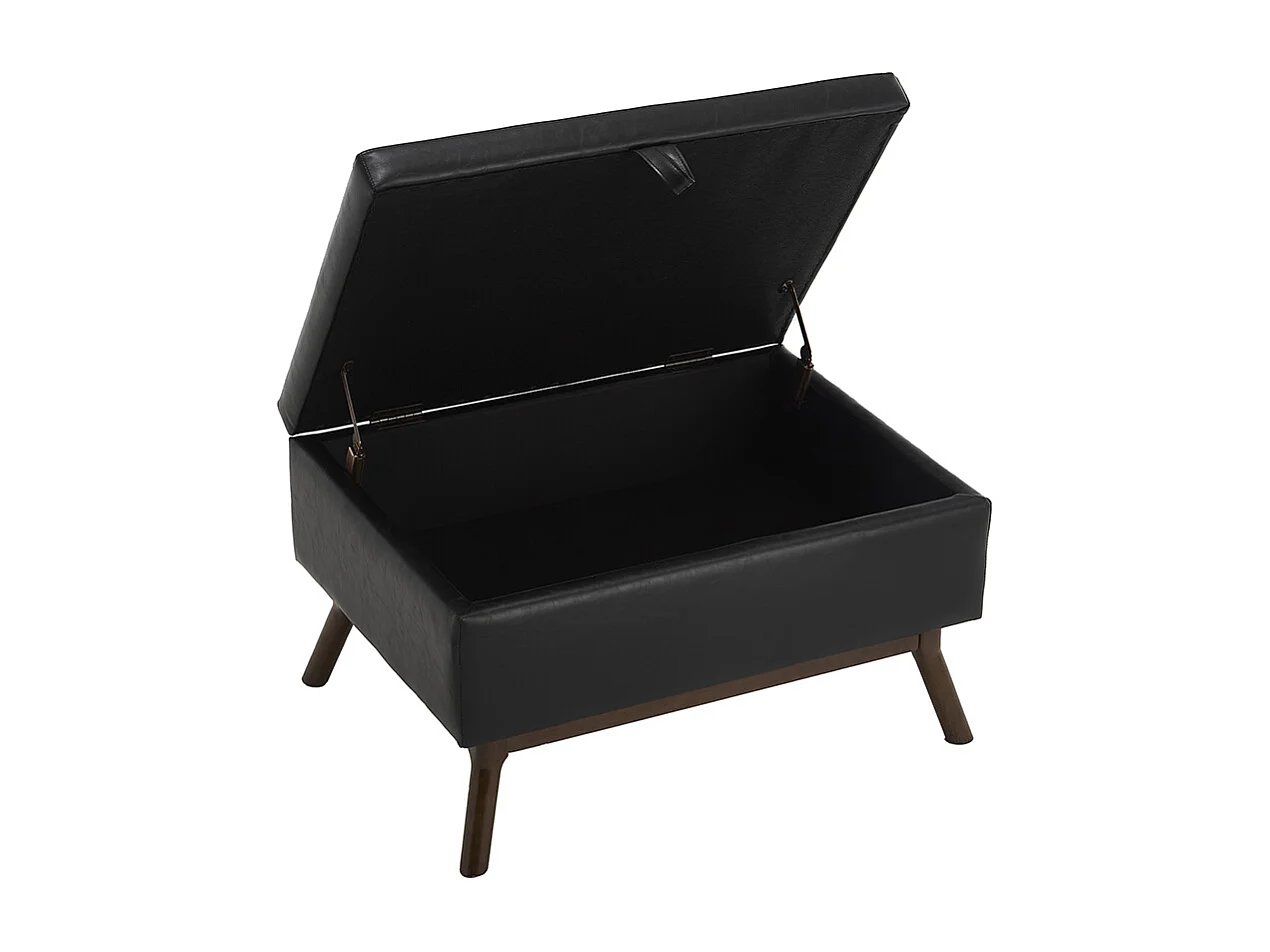 Banc carré milieu siècle rangement salon entrée salle familiale table basse repose pieds noir