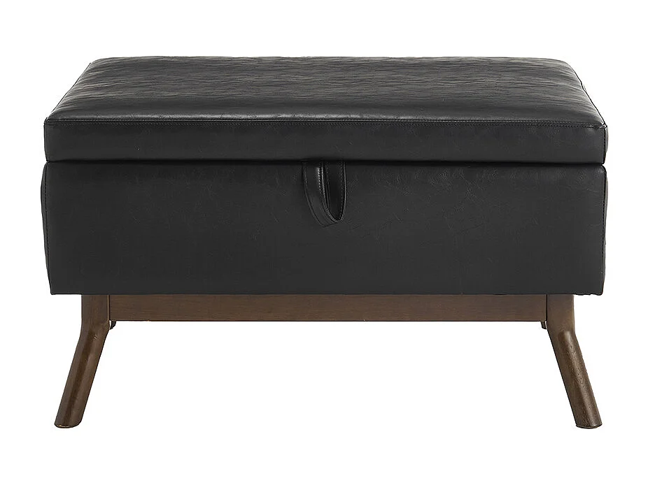 Banc carré milieu siècle rangement salon entrée salle familiale table basse repose pieds noir