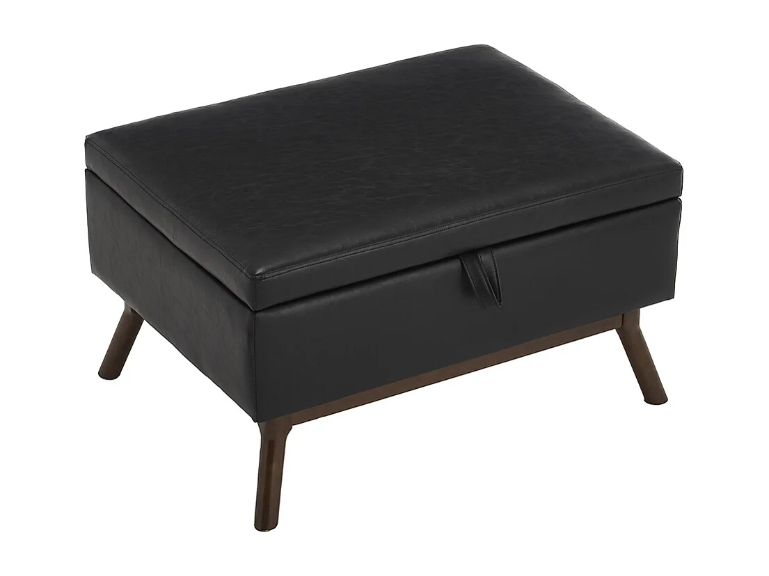 Banc carré milieu siècle rangement salon entrée salle familiale table basse repose pieds noir