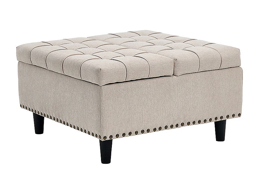 Banc rangement carré relevable grand capacité salon chambre bureau rembourré beige