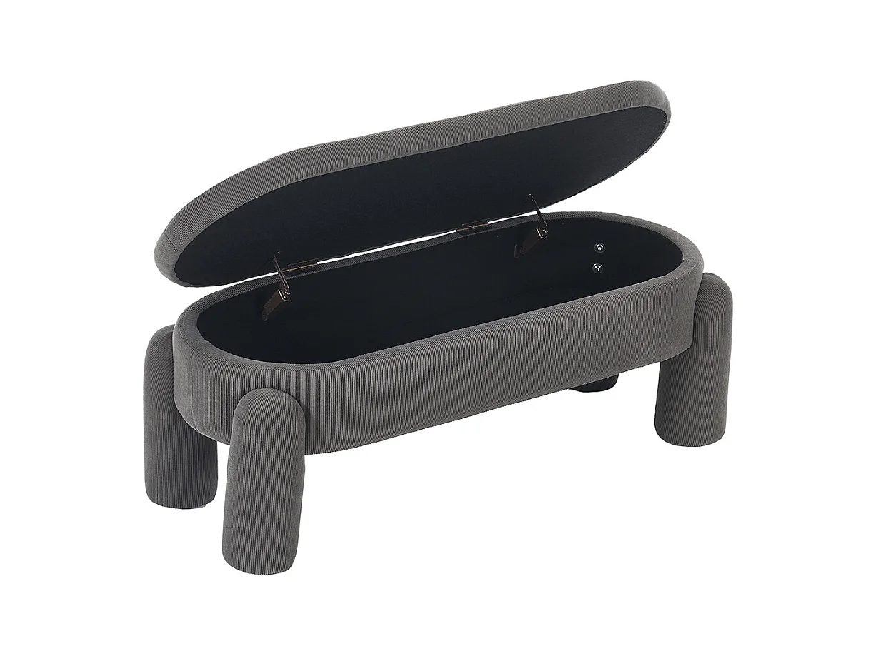 Banc rangement antidérapant chambre entrée salon chenille bois massif gris