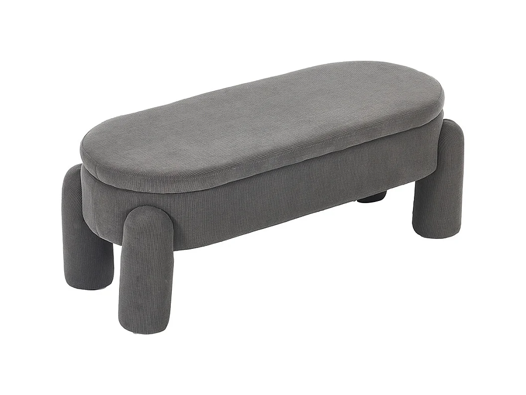 Banc rangement antidérapant chambre entrée salon chenille bois massif gris