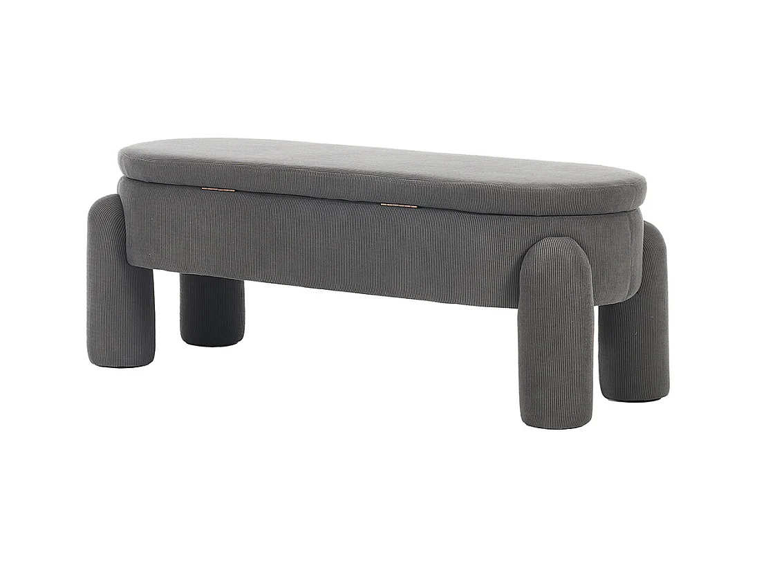 Banc rangement antidérapant chambre entrée salon chenille bois massif gris