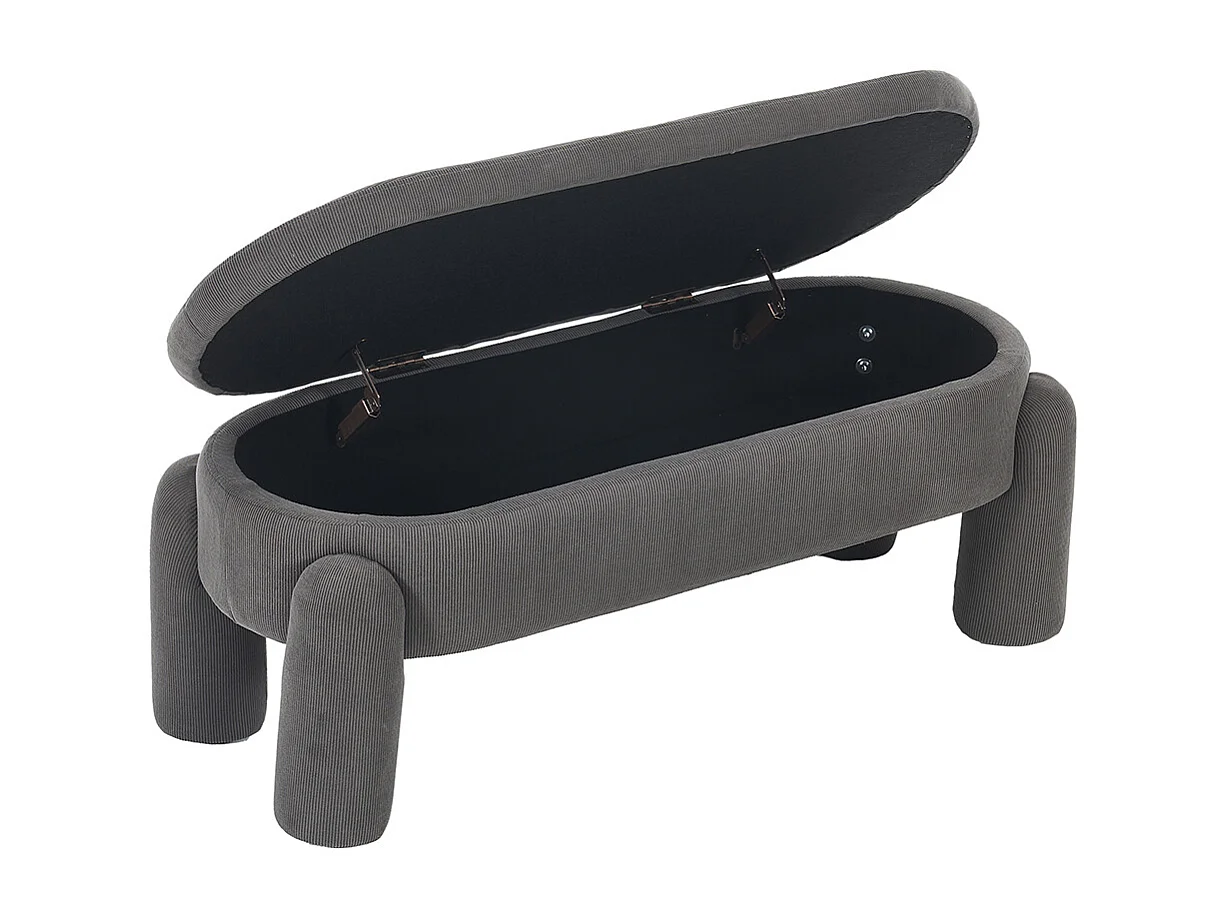 Banc rangement antidérapant chambre entrée salon chenille bois massif gris