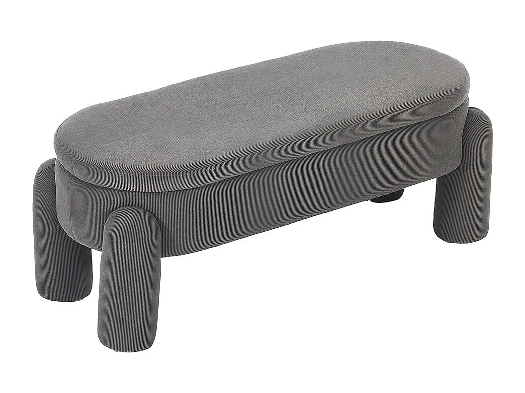Banc rangement antidérapant chambre entrée salon chenille bois massif gris