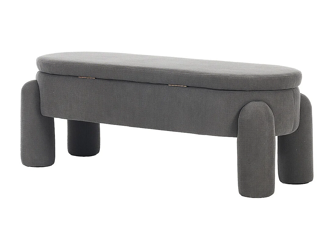 Banc rangement antidérapant chambre entrée salon chenille bois massif gris