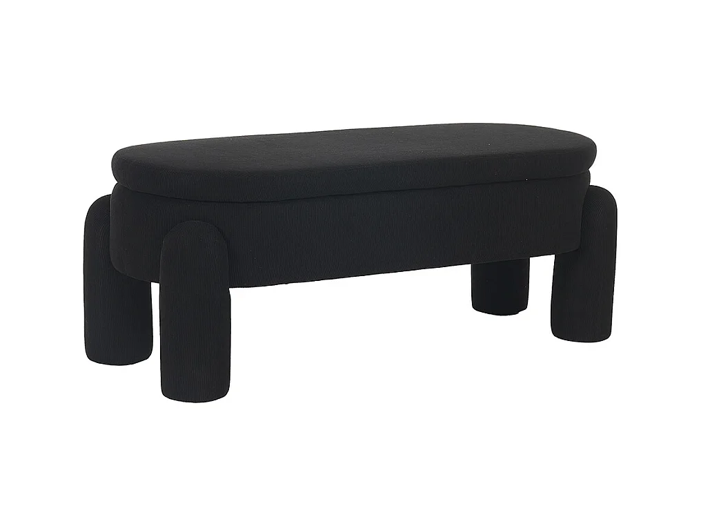 Banc rangement antidérapant chambre entrée salon chenille bois massif noir