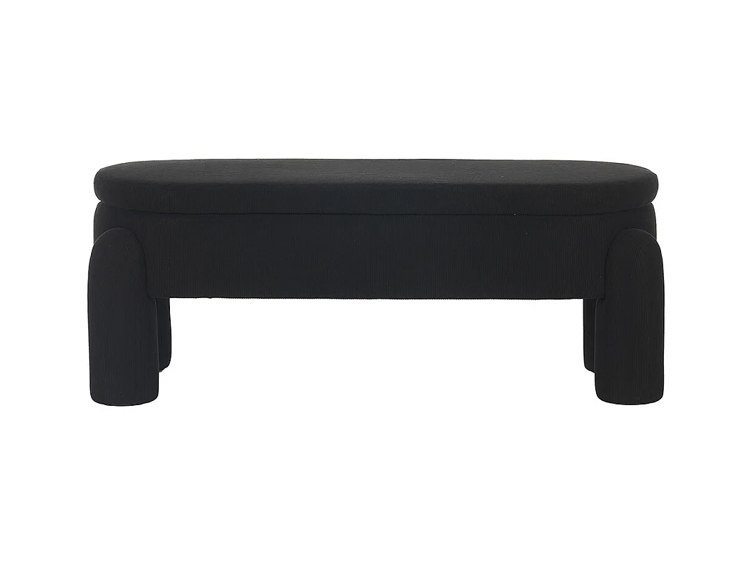 Banc rangement antidérapant chambre entrée salon chenille bois massif noir