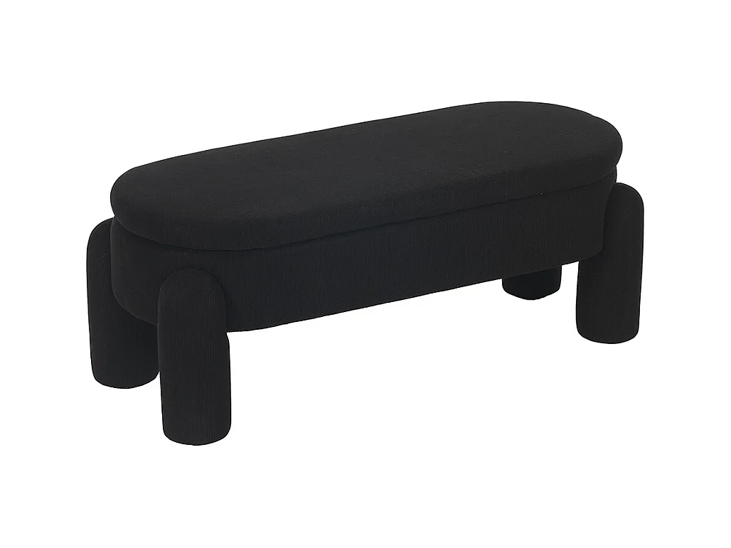 Banc rangement antidérapant chambre entrée salon chenille bois massif noir