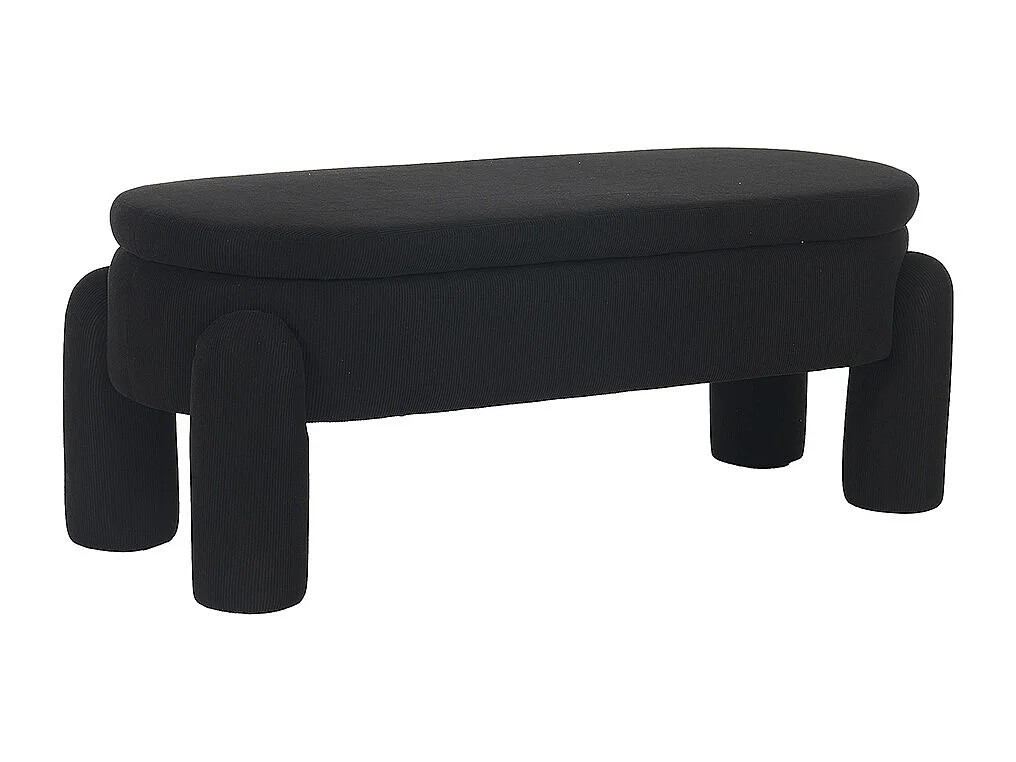 Banc rangement antidérapant chambre entrée salon chenille bois massif noir