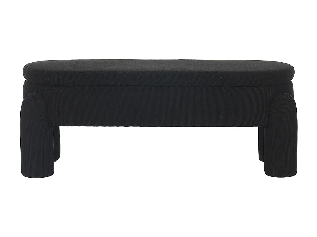 Banc rangement antidérapant chambre entrée salon chenille bois massif noir