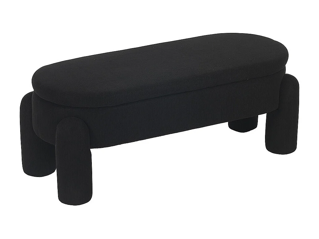 Banc rangement antidérapant chambre entrée salon chenille bois massif noir