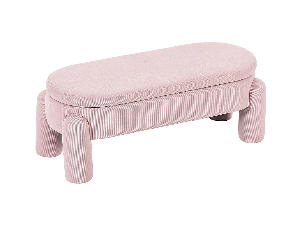 Banc rangement antidérapant chambre entrée salon chenille bois massif rose